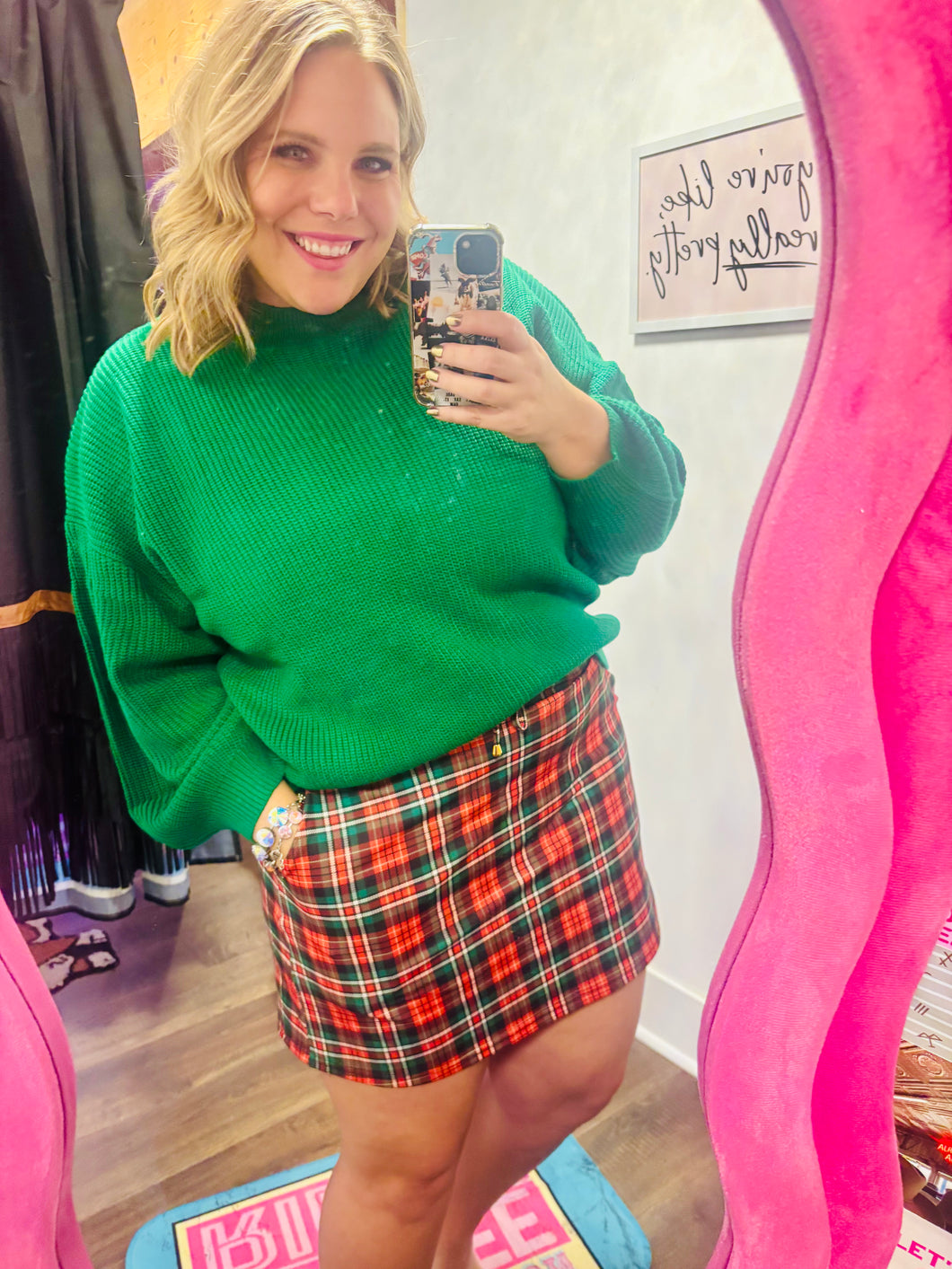 MISTLE TOE PLAID SKORT