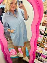 Load image into Gallery viewer, DALLAS DARLING DENIM DRESS/OVERPIECE
