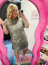 Load and play video in Gallery viewer, CAMO CUTIE T-SHIRT DRESS
