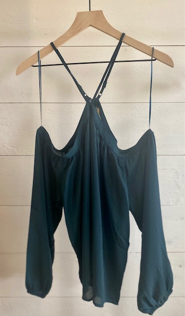 TEAL OFF THE SHOULDER TOP