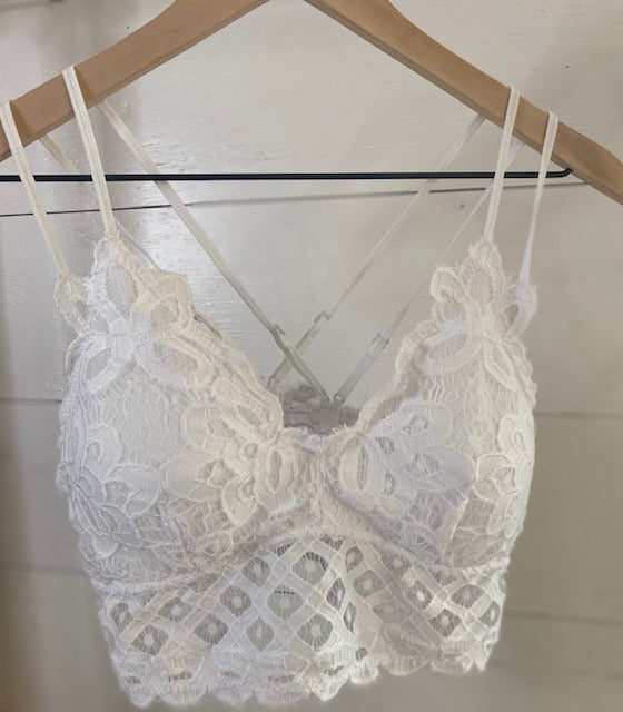 Crochet Lace Bralette-WHITE